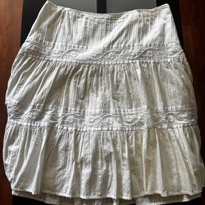 White Floral Pleated Skirt